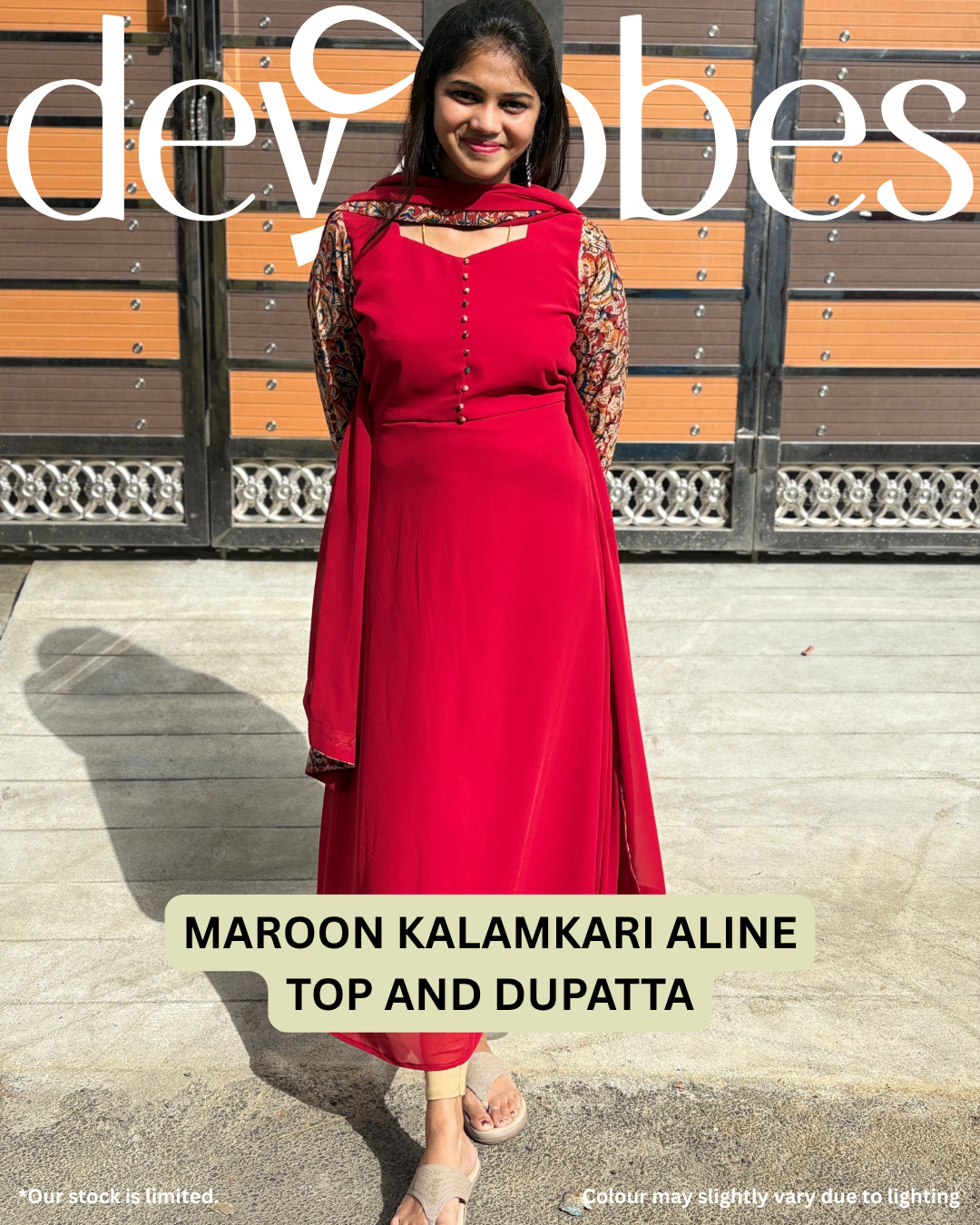 Georgette Kalamkari A-line Top with Dupatta – Saaral