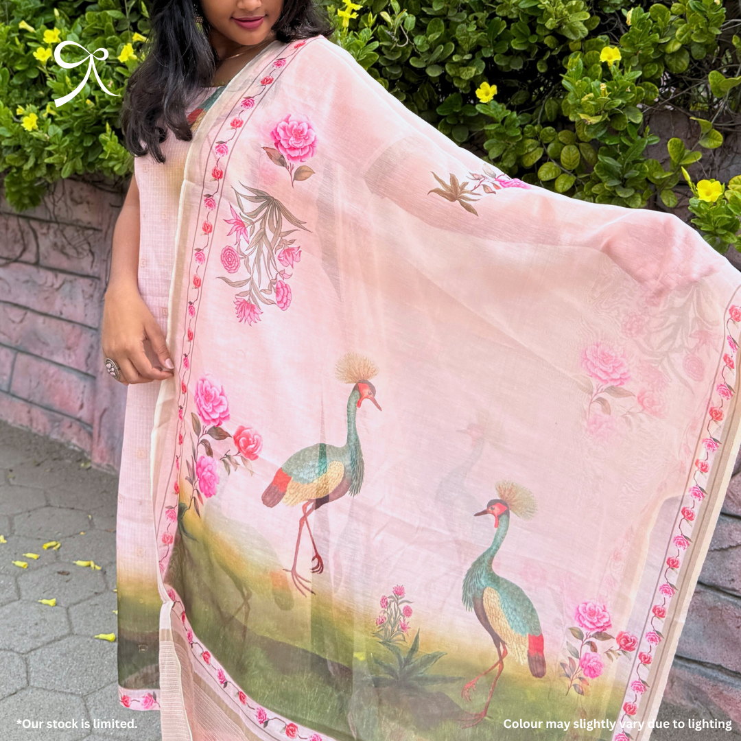 Blush Pink & Peacock Green Kota Printed Salwar Suit
