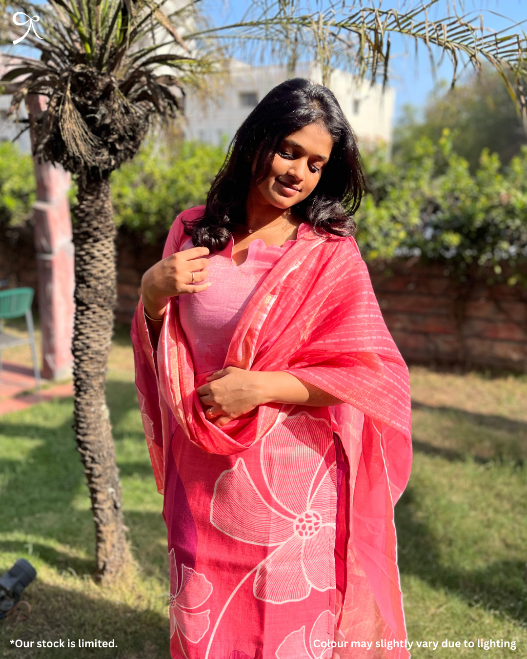 Linen Muslin Printed 3-Piece Salwar Suit – Pink