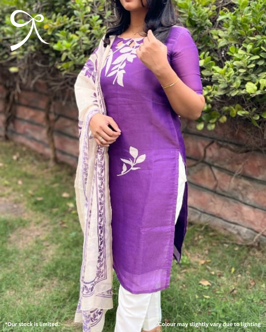 Violet Linen Muslin Printed 3-Piece Salwar Suit