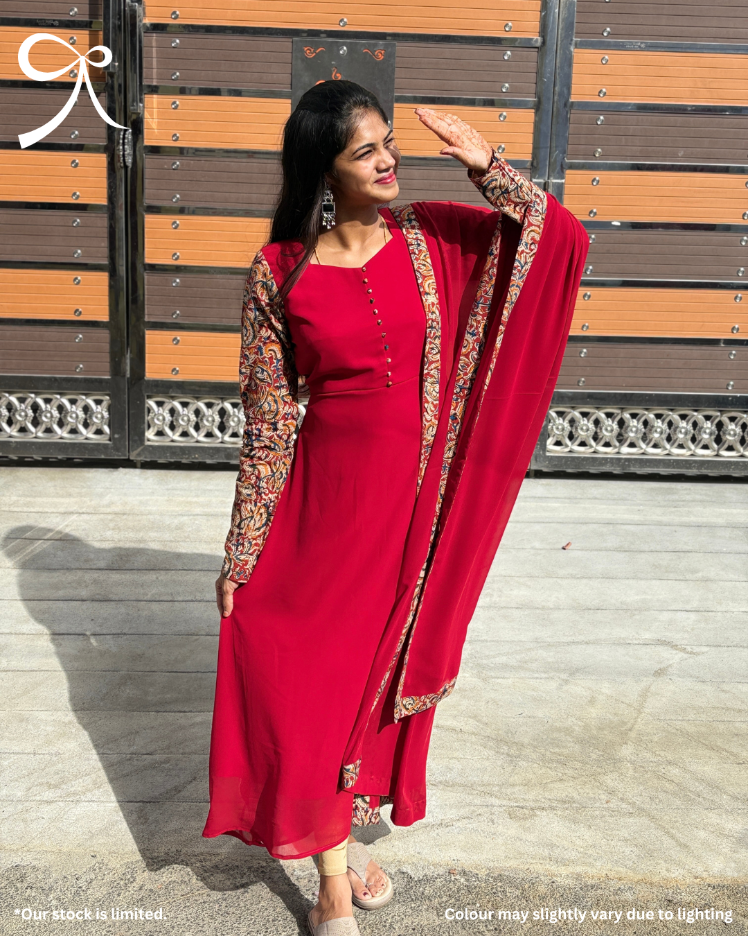 Georgette Kalamkari A-line Top with Dupatta – Saaral