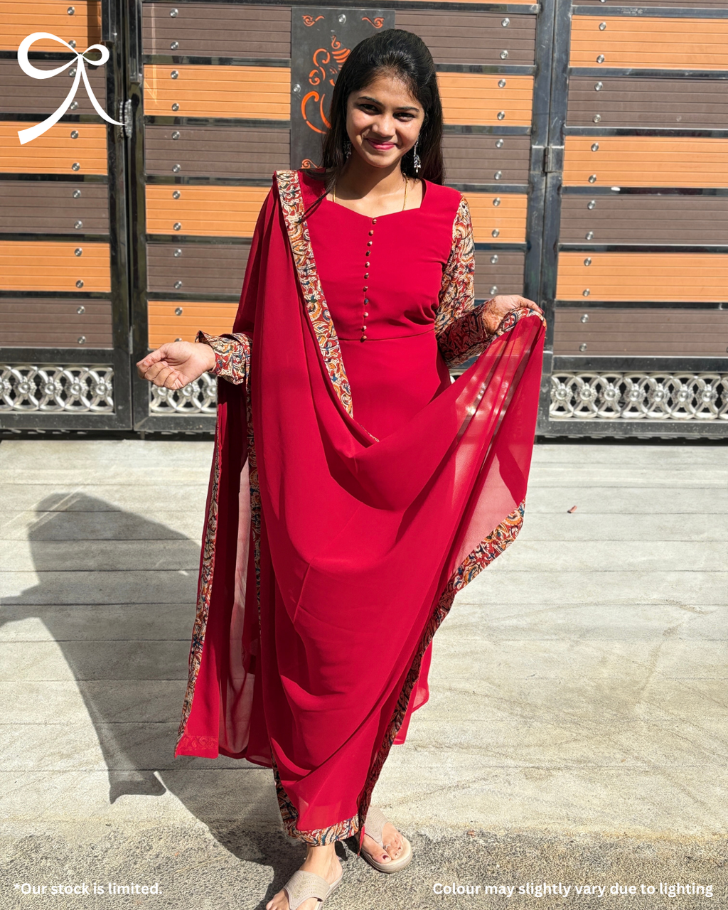 Georgette Kalamkari A-line Top with Dupatta – Saaral