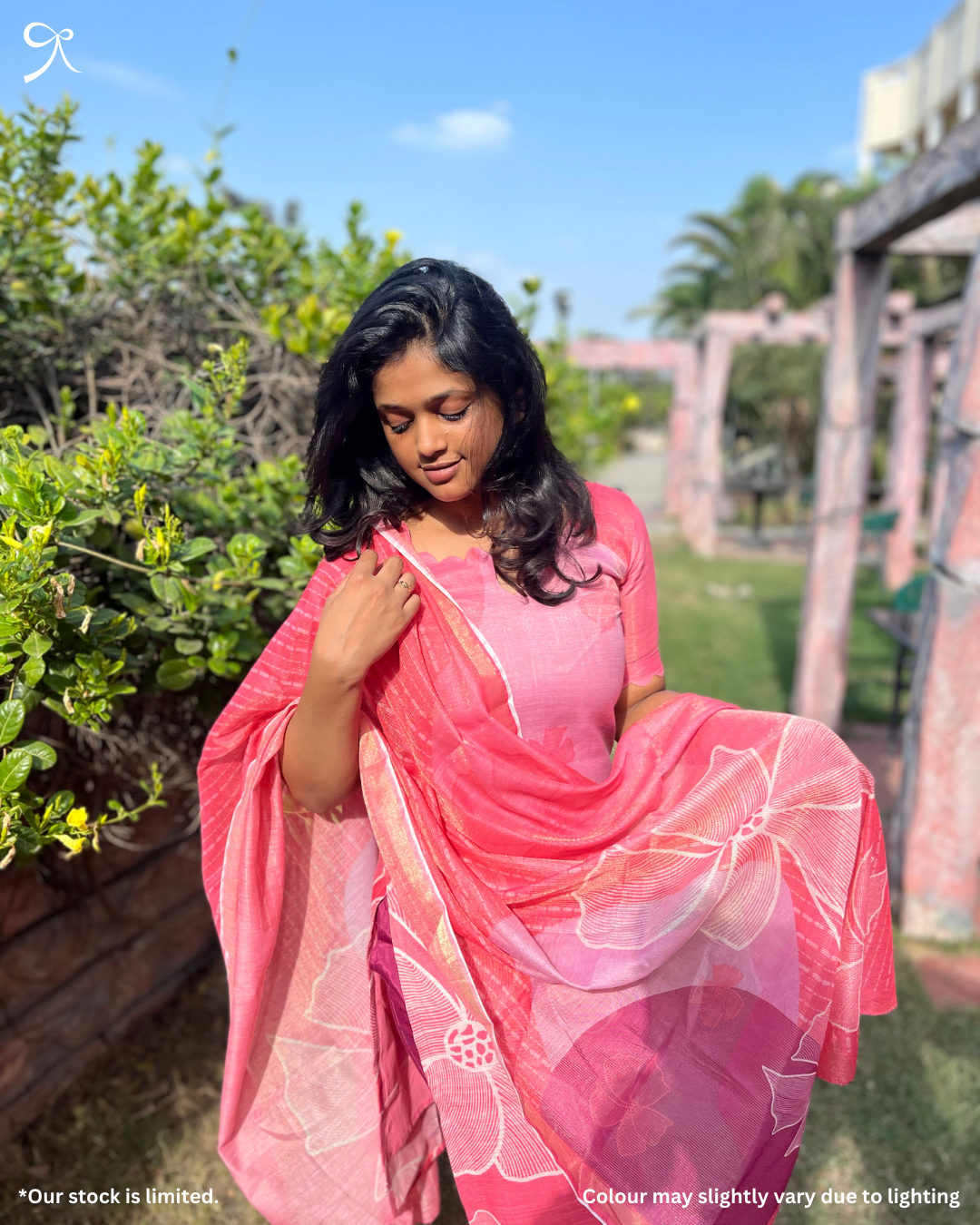 Linen Muslin Printed 3-Piece Salwar Suit – Pink