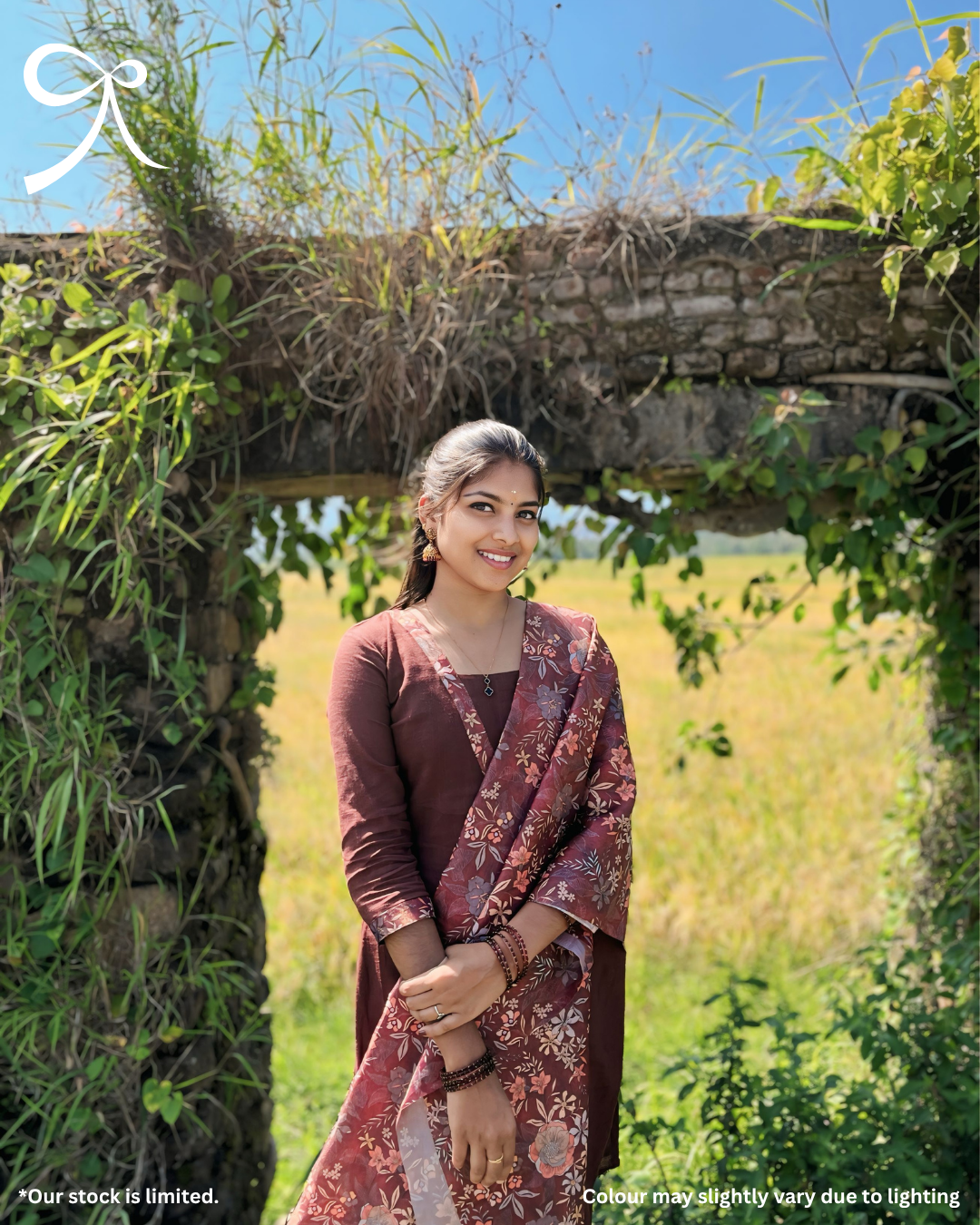 Handloom Cotton Suit Set with Tissue Printed Dupatta