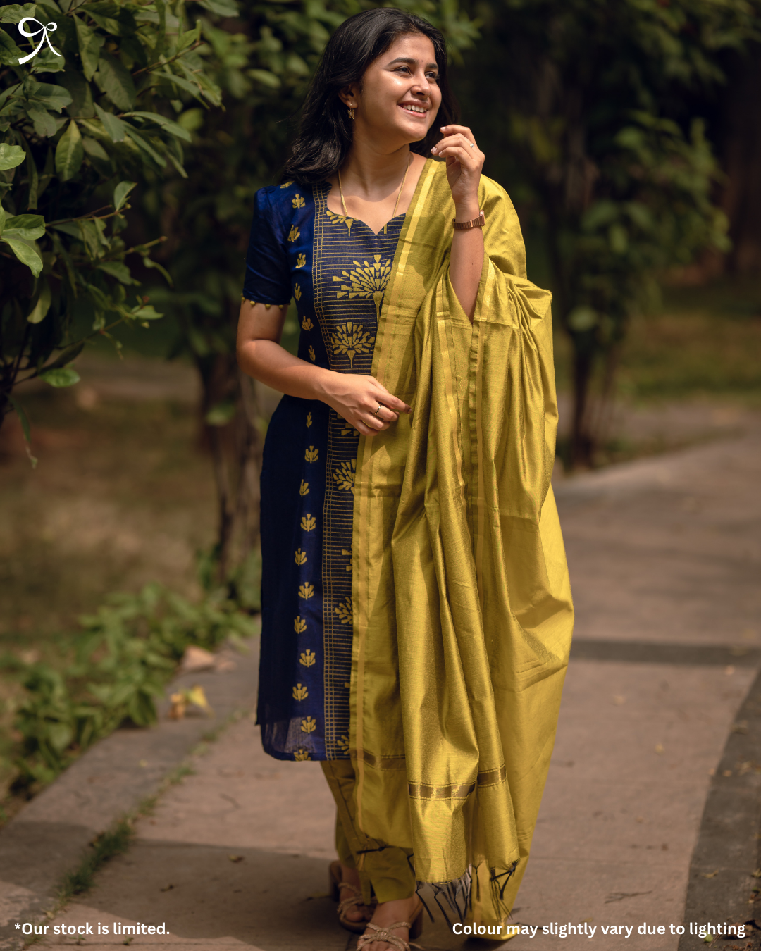 Blue Raw Silk Jacquard Weave 3-Piece Suit Set