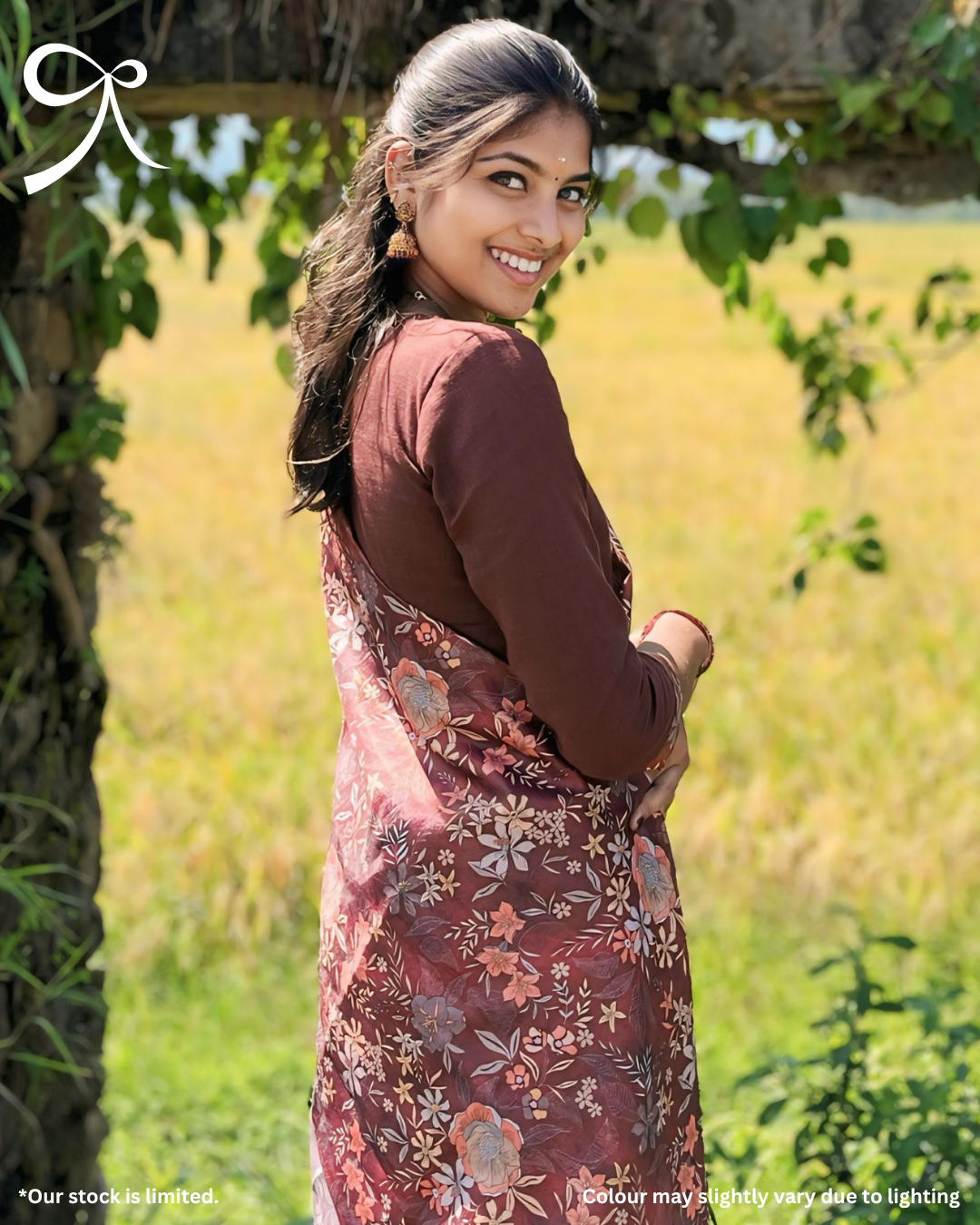 Handloom Cotton Suit Set with Tissue Printed Dupatta