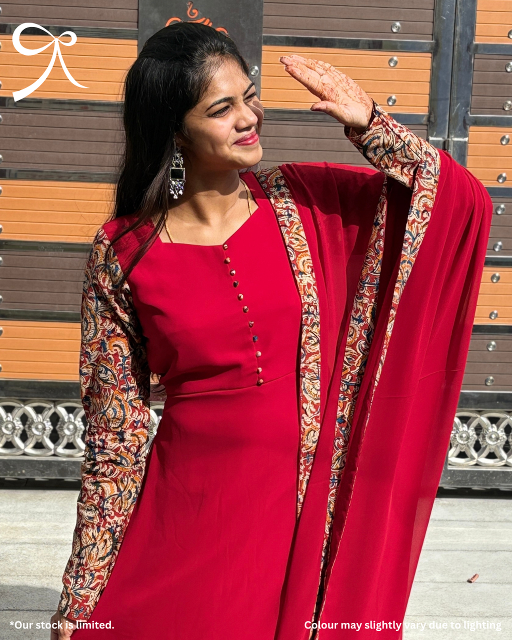 Georgette Kalamkari A-line Top with Dupatta – Saaral