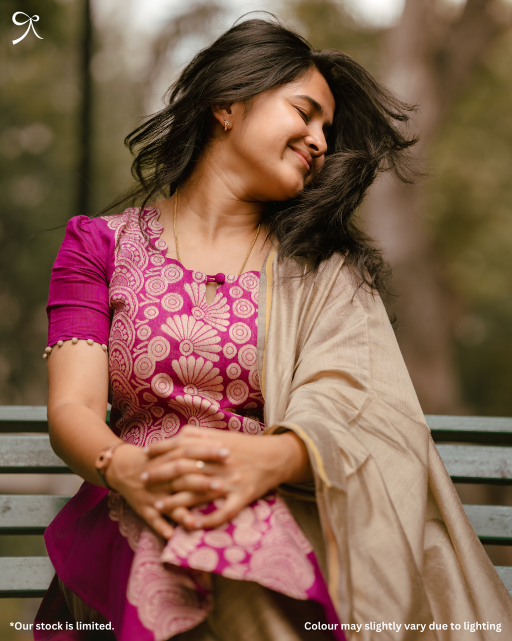 Purple Jacquard Kurta Set with Beige Dupatta