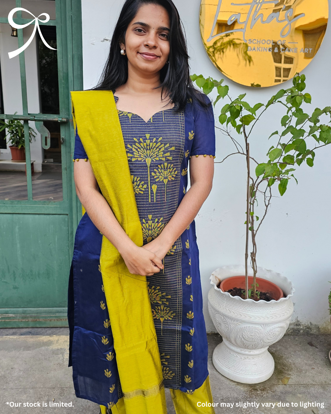 Blue Raw Silk Jacquard Weave 3-Piece Suit Set