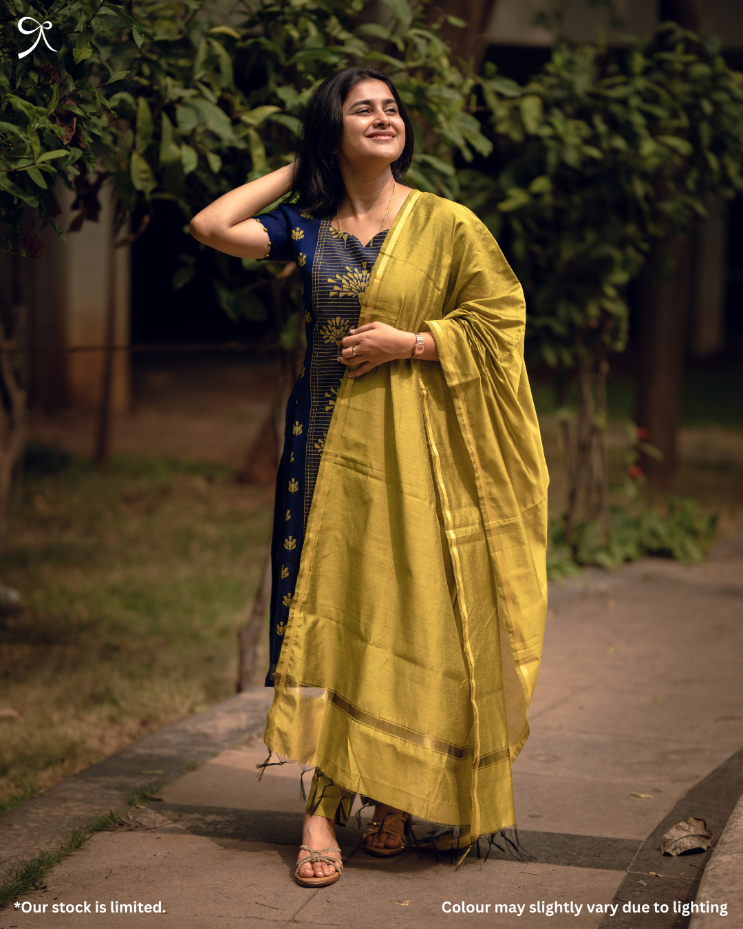 Blue Raw Silk Jacquard Weave 3-Piece Suit Set