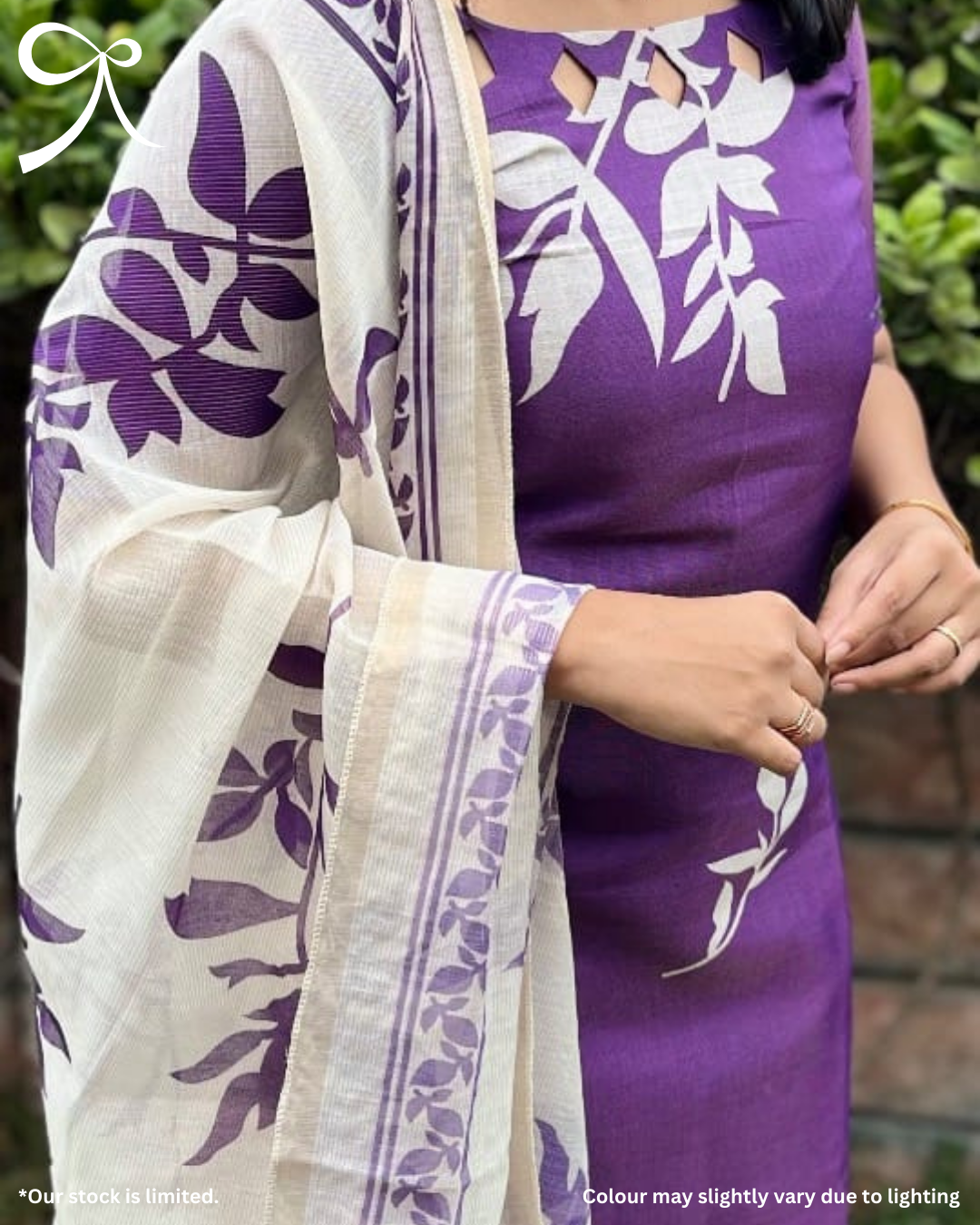 Violet Linen Muslin Printed 3-Piece Salwar Suit