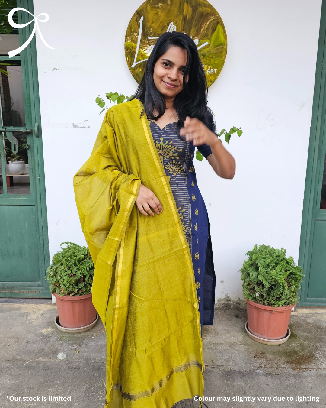 Blue Raw Silk Jacquard Weave 3-Piece Suit Set