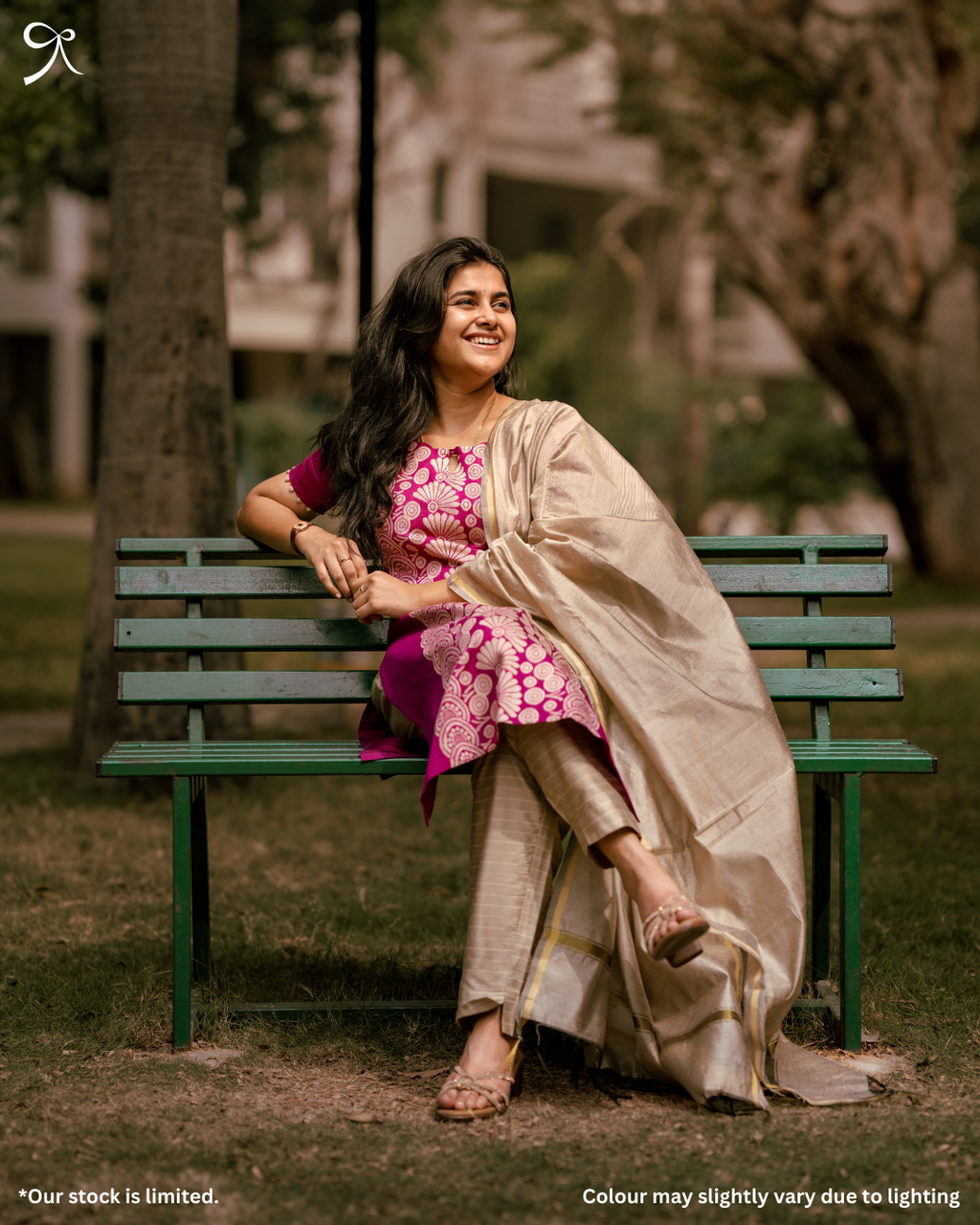 Purple Jacquard Kurta Set with Beige Dupatta