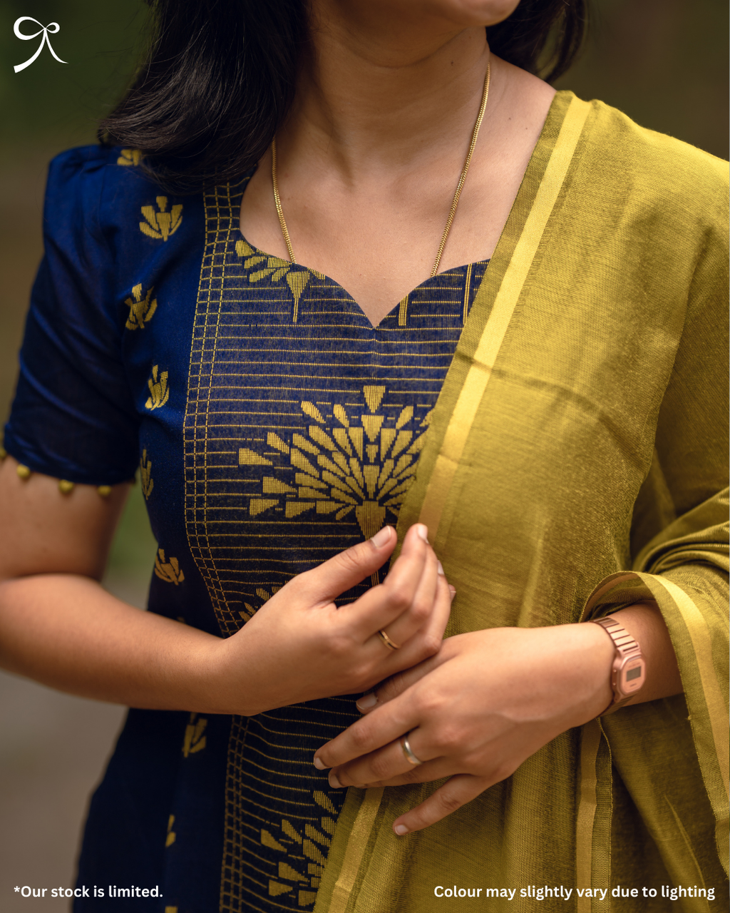 Blue Raw Silk Jacquard Weave 3-Piece Suit Set