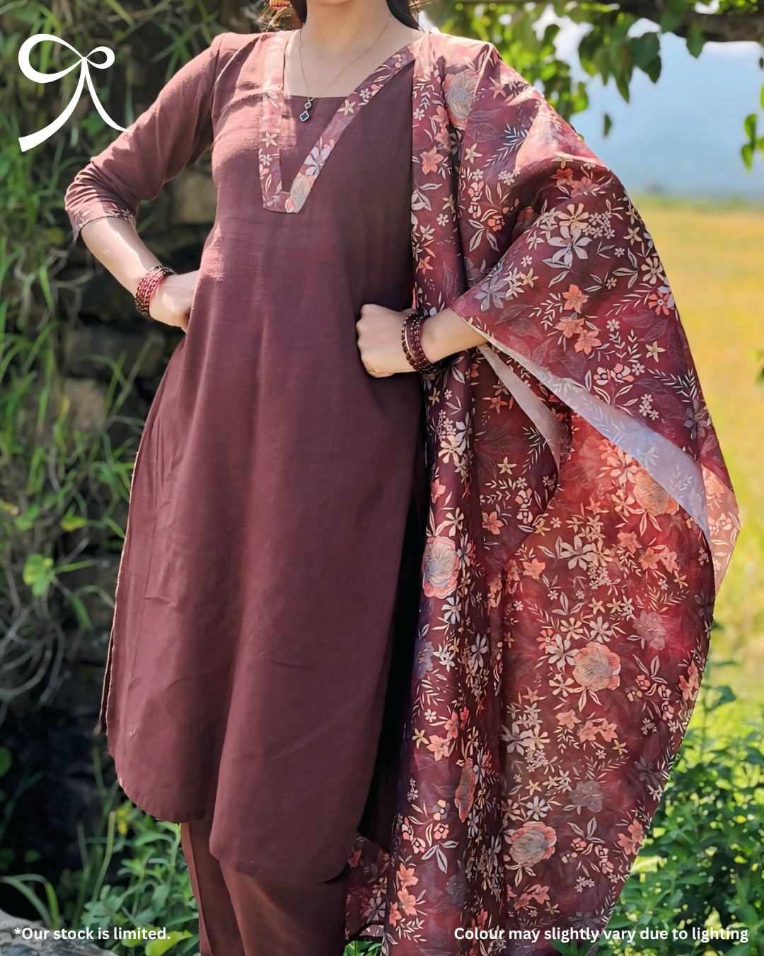 Handloom Cotton Suit Set with Tissue Printed Dupatta