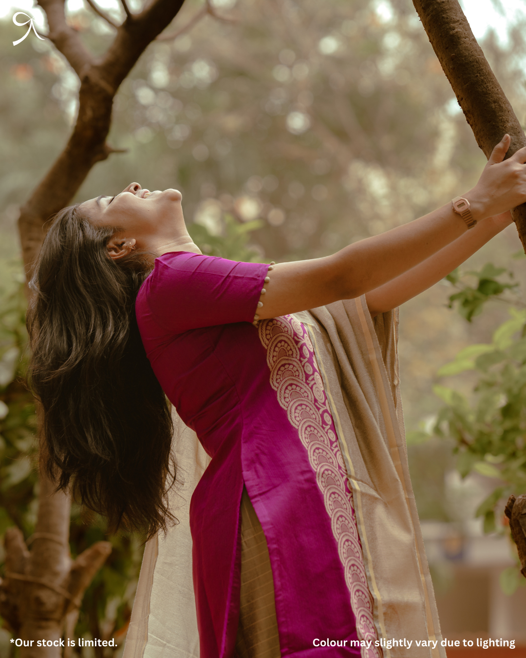 Purple Jacquard Kurta Set with Beige Dupatta