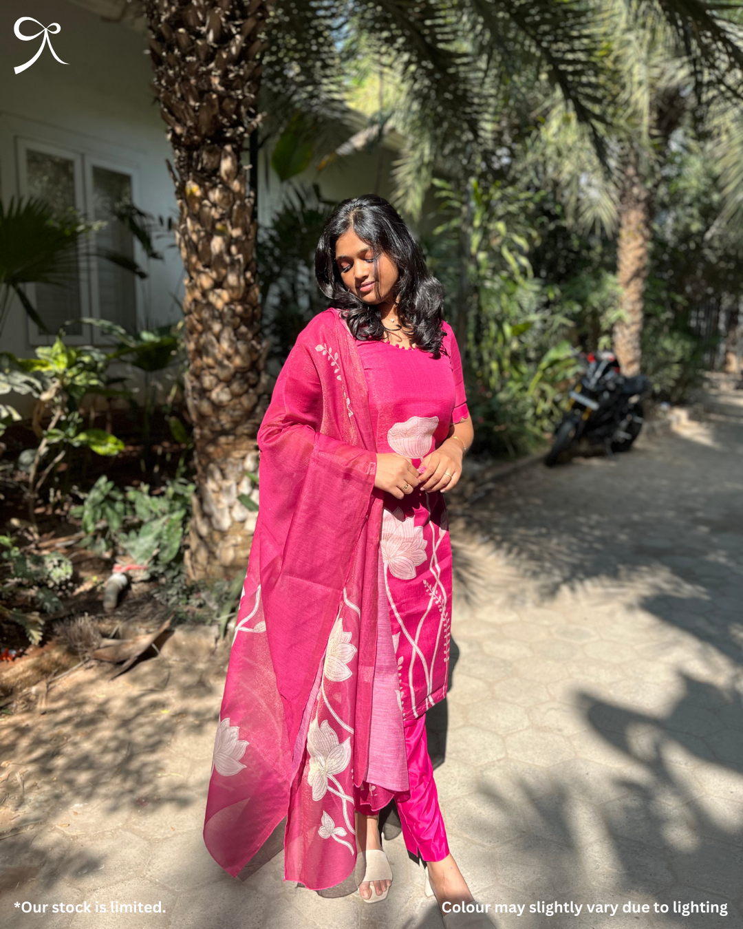 Elegant floral pink salwar suit with custom stitching option