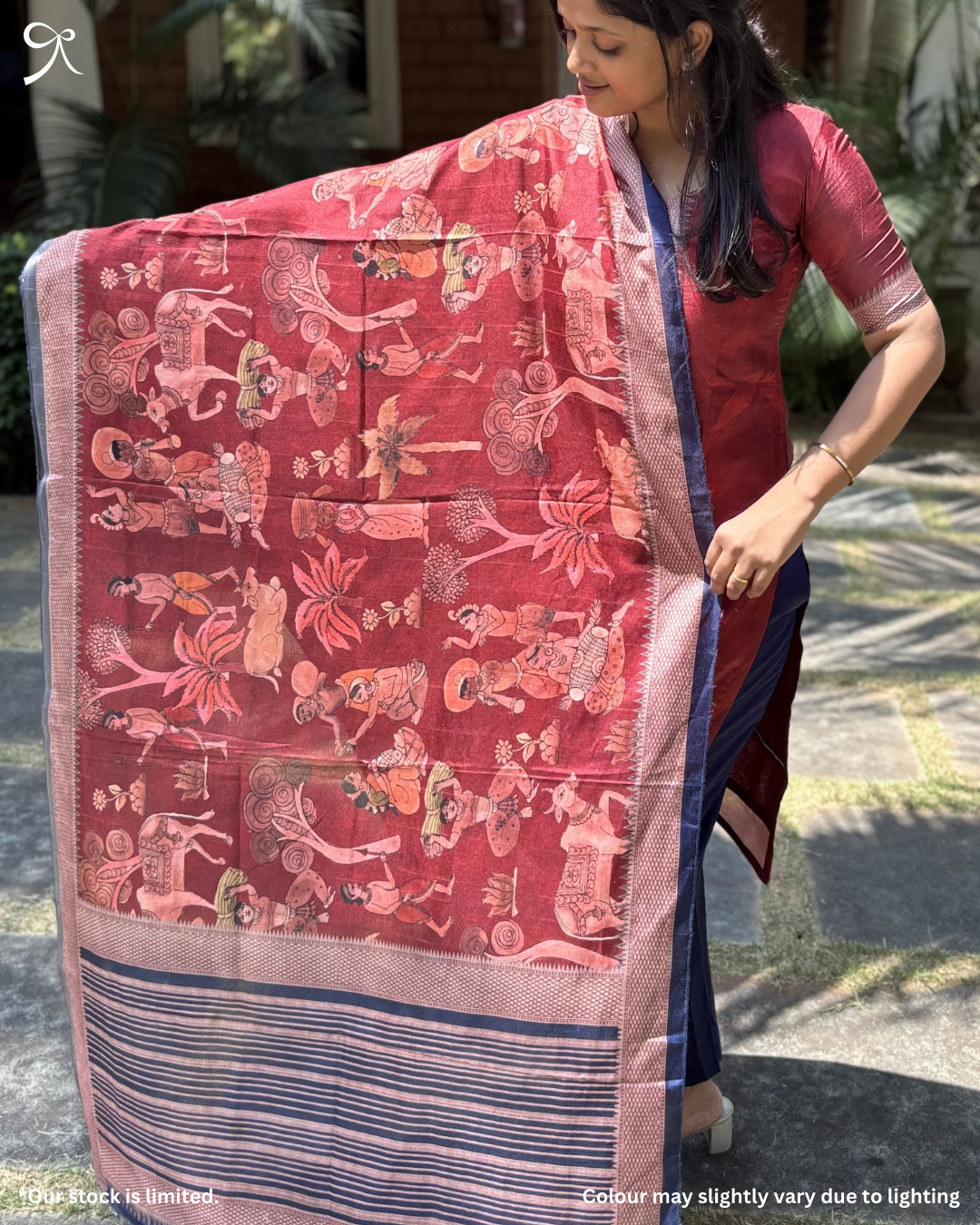 Premium Tussar Silk 3-Piece Salwar Suit – Red | Elegant Ethnic Set