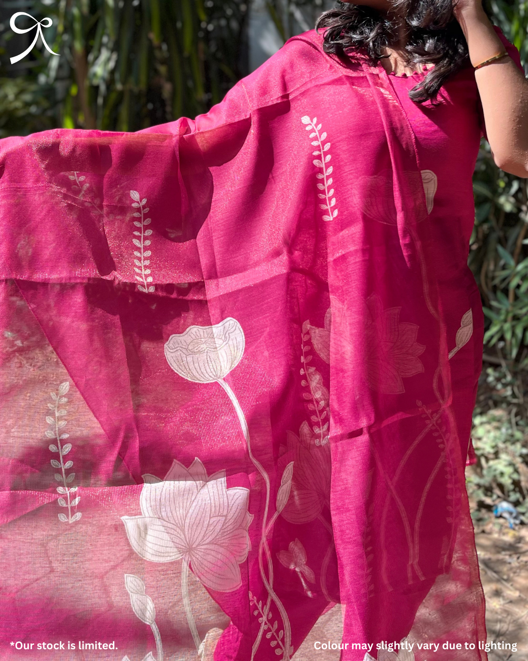 Soft printed dupatta in pink linen muslin salwar suit